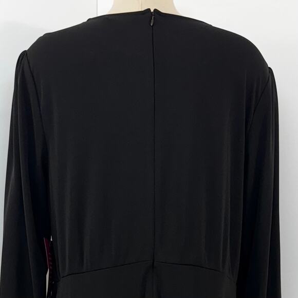 Ralph Lauren Surplice Wrap Front Ruffle Stretch Jersey Dress Black 16 NWT - Picture 7 of 10